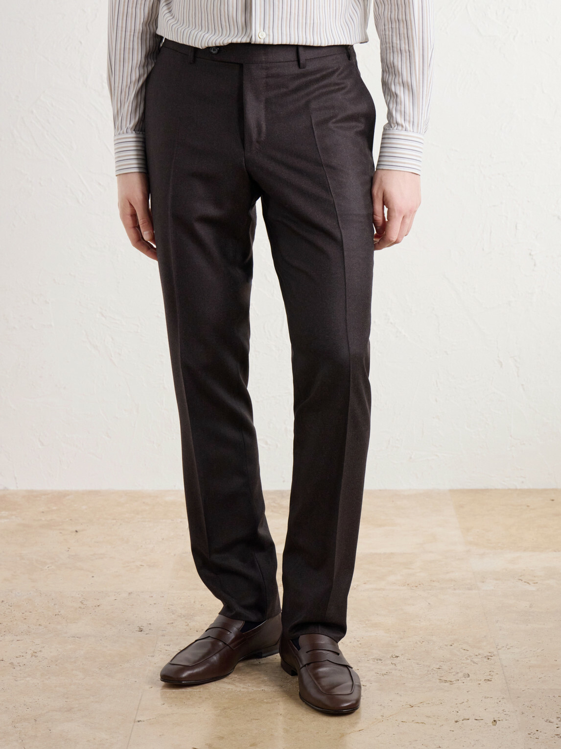 Canali - Slim-Fit Tapered Wool-Flannel Suit Trousers - Brown
