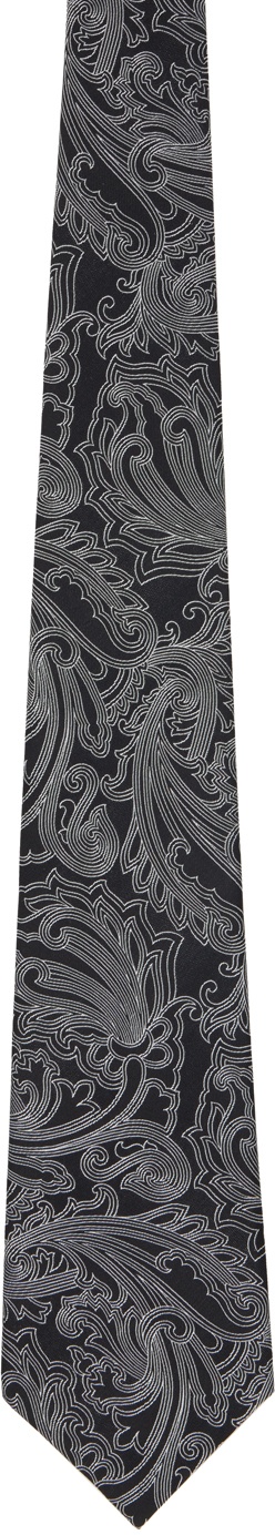 Photo: Comme des Garçons Homme Deux Black & White Silk Paisley Pattern Tie