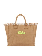 MC2 Saint Barth Vanity Natural Jute Shoulder Bag With Embroidered Logo