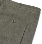 Loro Piana - Slim-Fit Linen Drawstring Trousers - Army green