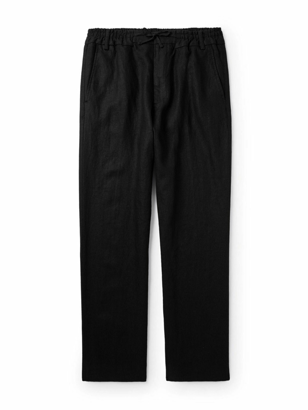 Photo: NN07 - Luther 1453 Straight-Leg Linen Drawstring Trousers - Black