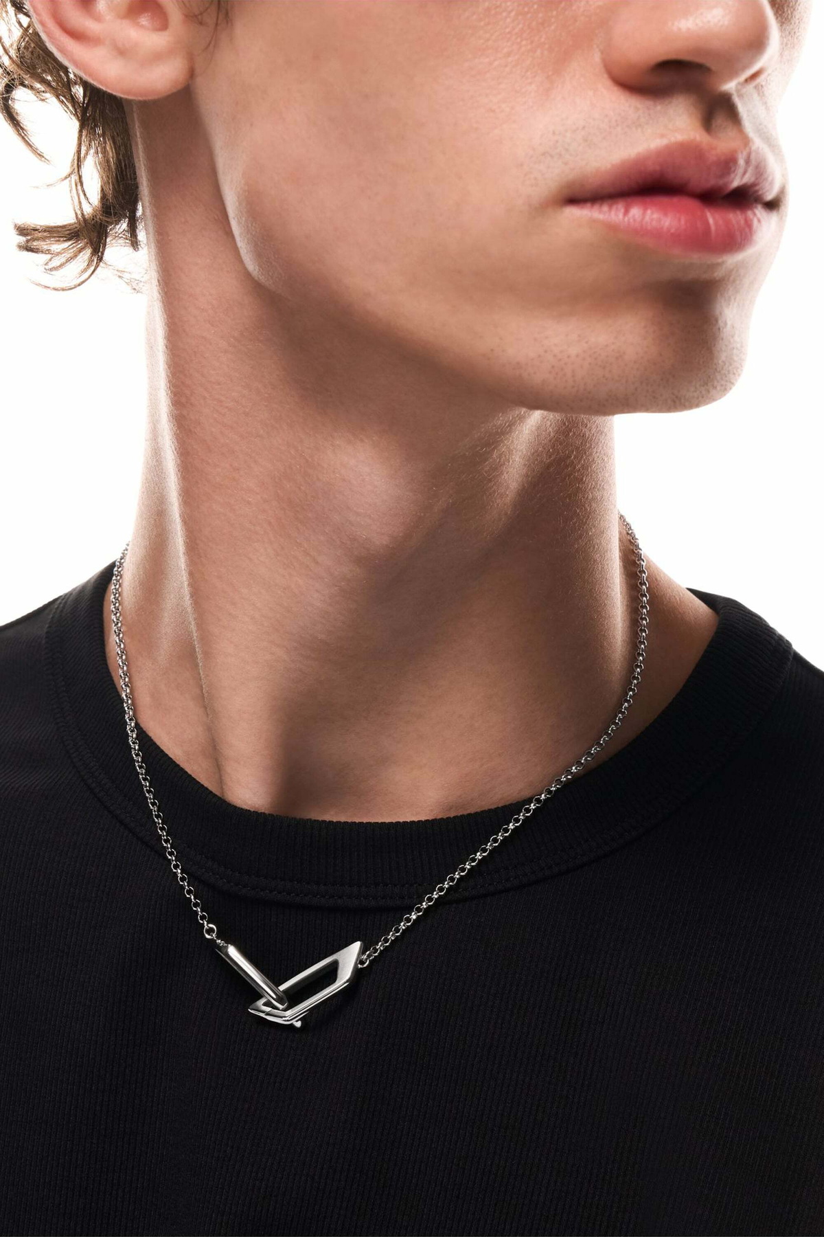 Diesel Stainless Steel Band Necklace - Necklaces - Unisex - Silver