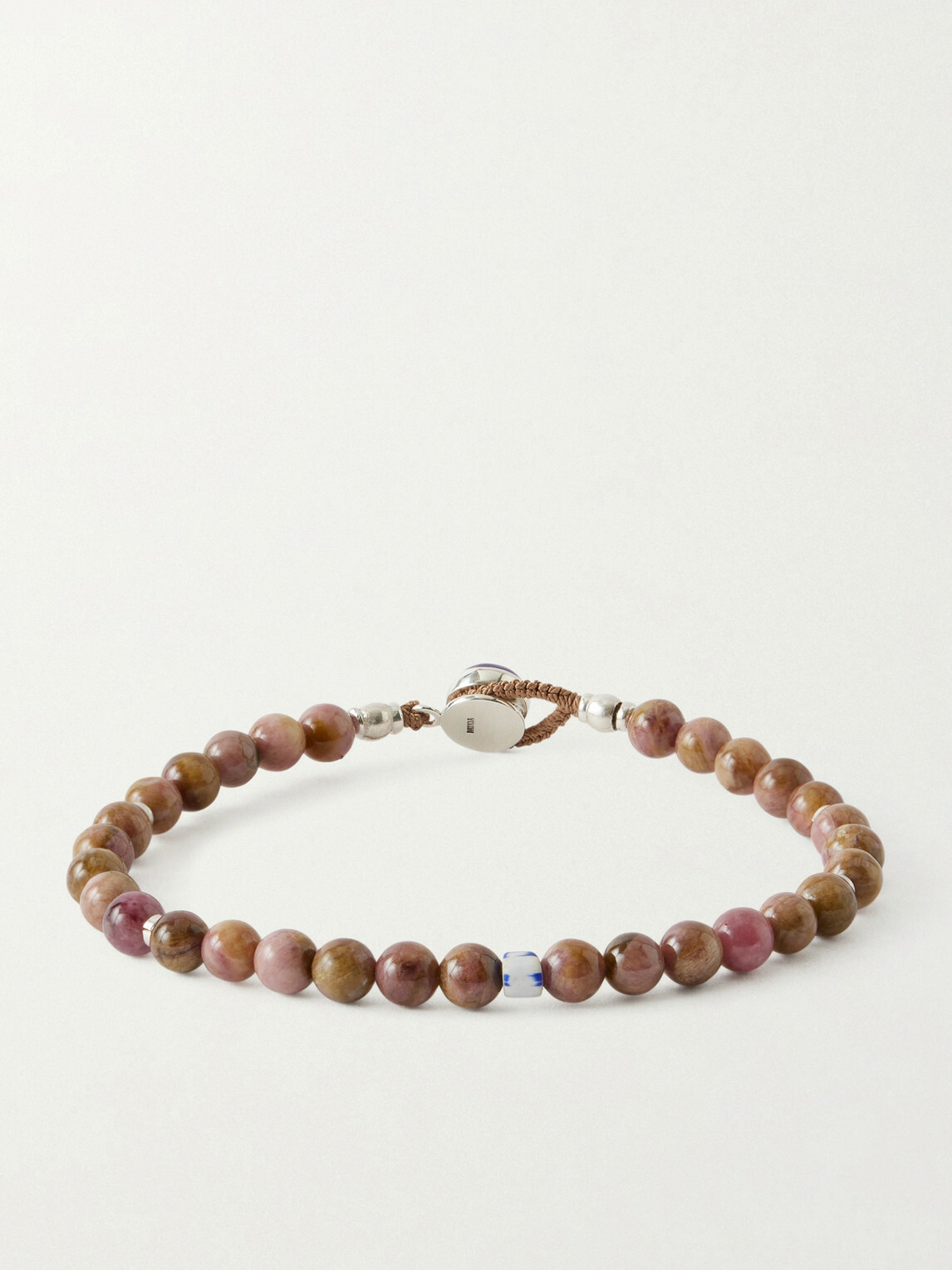 Mikia - Circle8 Sterling Silver, Tourmaline Cat's Eye and Charoite Beaded Bracelet - Brown