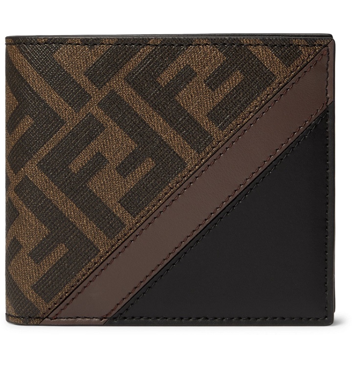 Photo: Fendi - Logo-Print Coated-Canvas and Leather Billfold Wallet - Brown