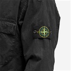 Stone Island Men's Brushed Cotton Canvas Hooded Overshirt in Black