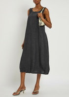 Eileen Fisher Lantern Linen Midi Dress Charcoal