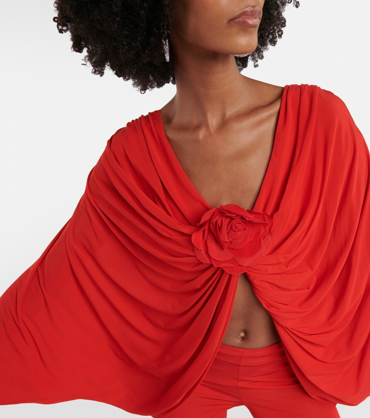 Giuseppe di Morabito Floral-appliqué draped jersey top