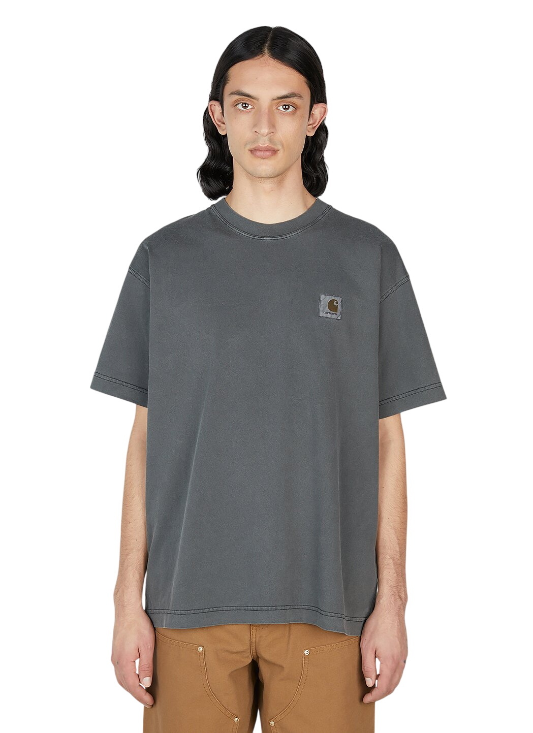 Carhartt Wip Vista Logo Faded Cotton T-shirt Grey Carhartt WIP