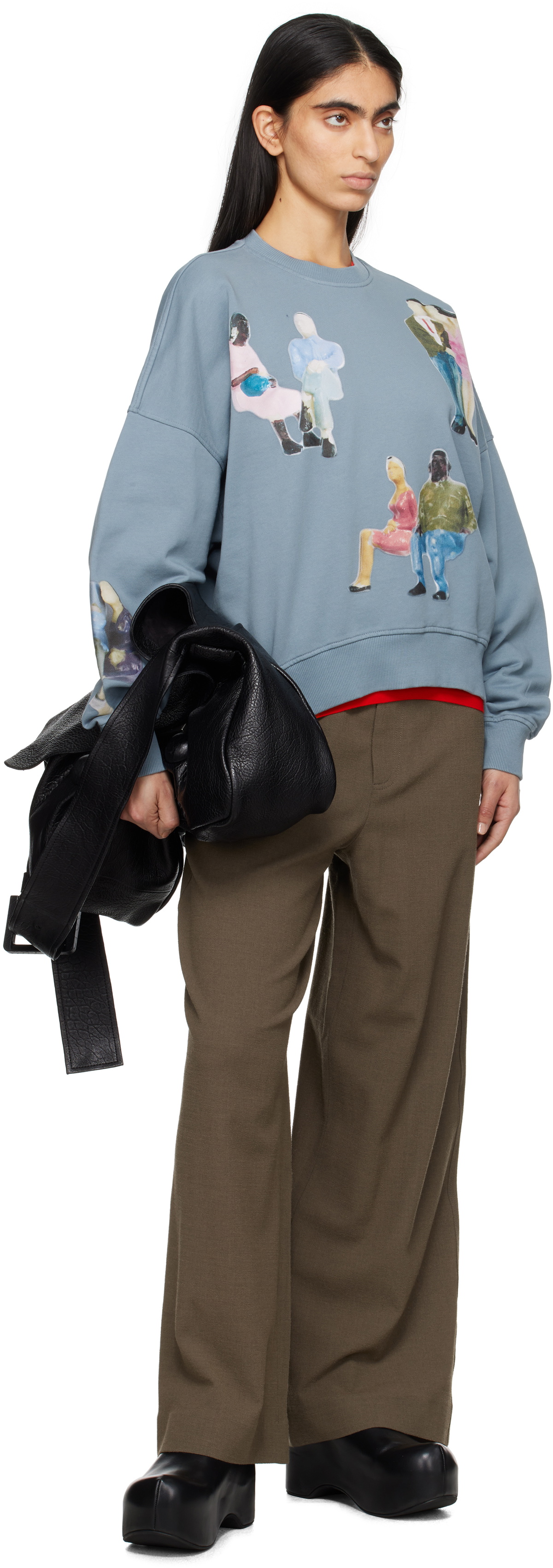 【送料&関税込】J.W. Anderson graphic Sweater JW Anderson Blue All-Over People Print Sweatshirt JW Anderson