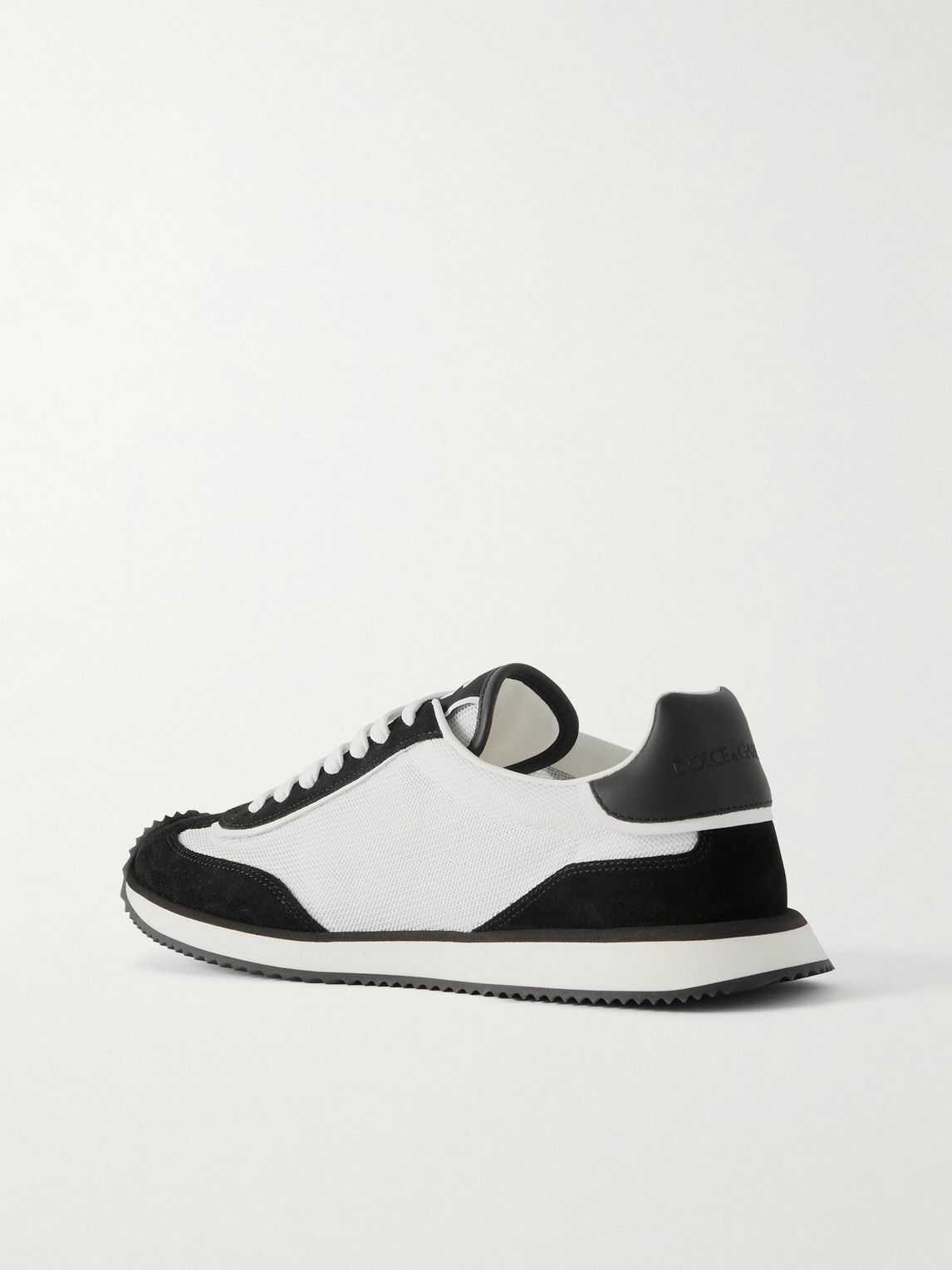 Dolce&Gabbana - Logo-Print Mesh, Leather and Suede Sneakers - Black