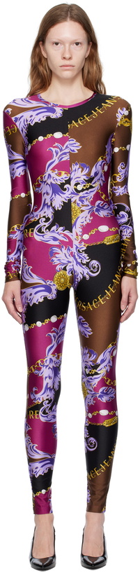 Photo: Versace Jeans Couture Purple & Brown Chain Couture Jumpsuit
