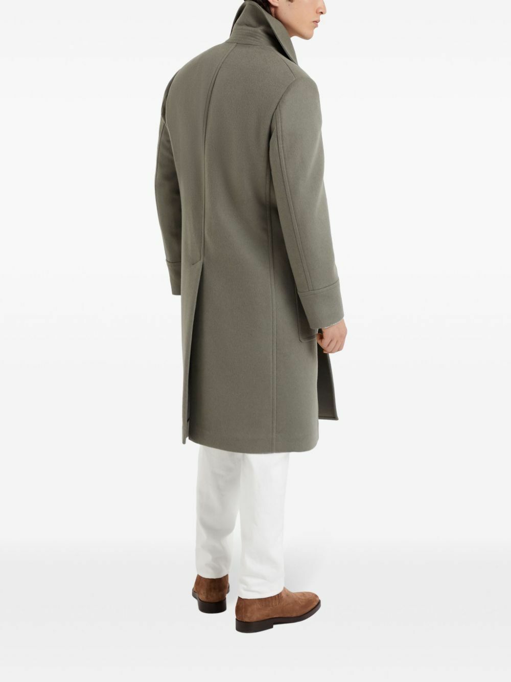 ブルネロクチネリ Brunello Cucinelli Coat Brunello Cucinelli - Gray Solid Cashmere Coat | Mitchell Stores