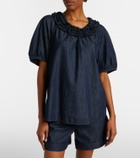 'S Max Mara Embellished ruffled denim blouse