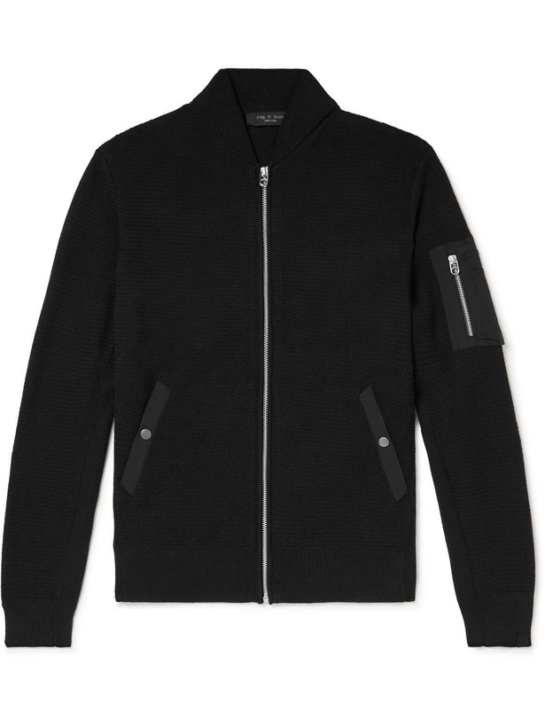 Photo: Rag & Bone - Manston Cotton-Blend Zip-Up Sweater - Black