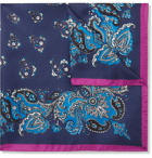 ETRO - Paisley-Print Silk-Twill Pocket Square - Blue