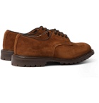 Tricker's - Daniel Leather-Trimmed Suede Derby Shoes - Brown