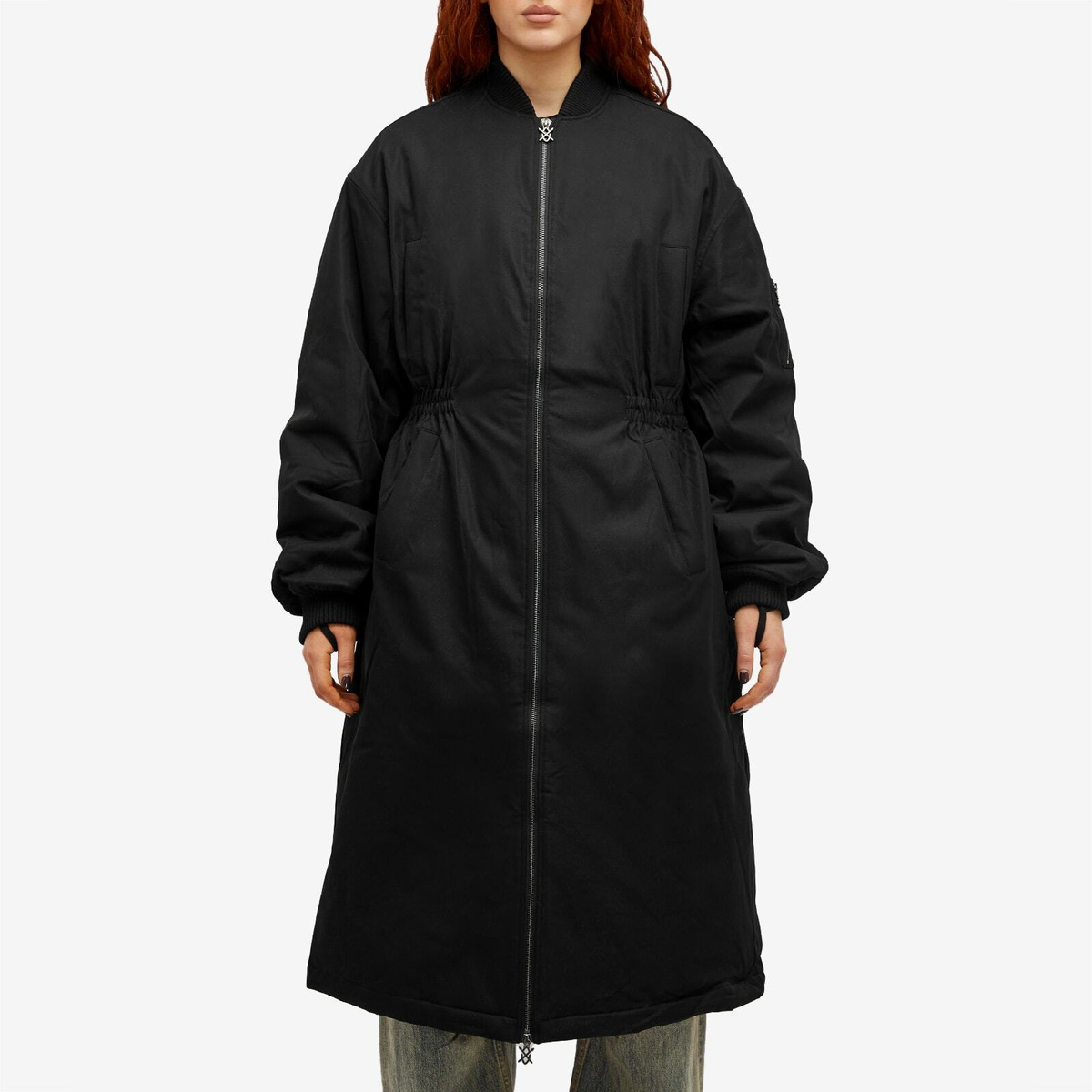 Daily Paper Women's Oversized Long Bomber Jacket in Black