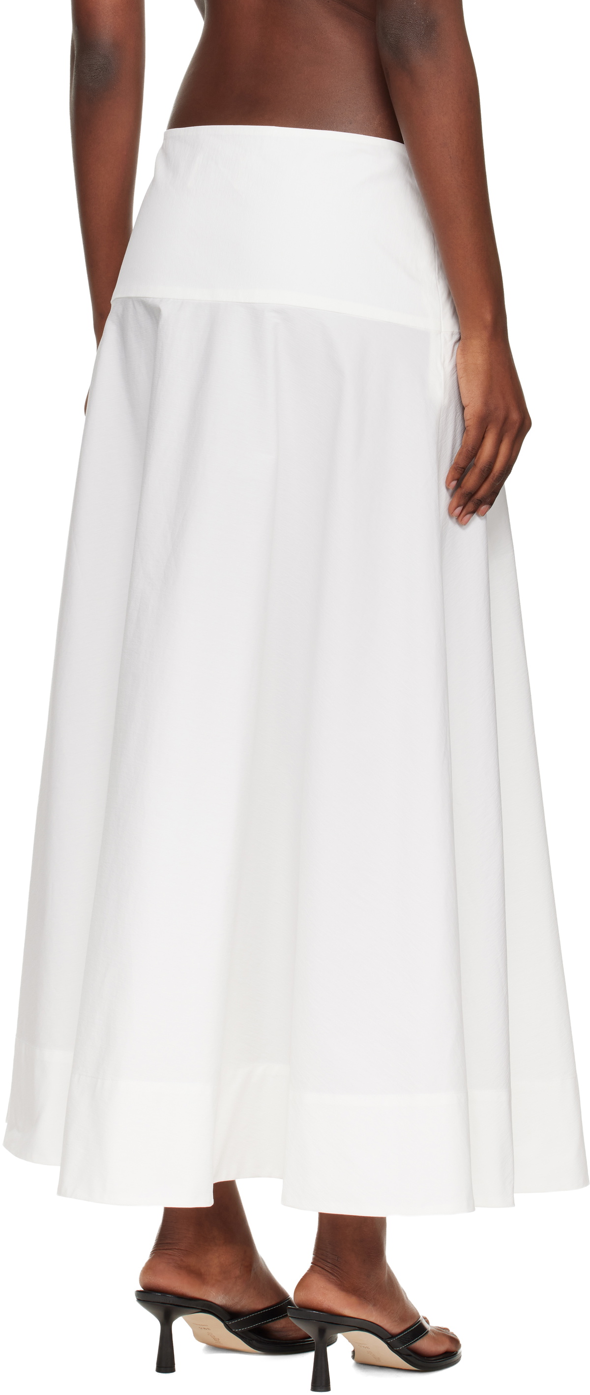 St. Agni White Cotton Circle Hem Maxi Skirt