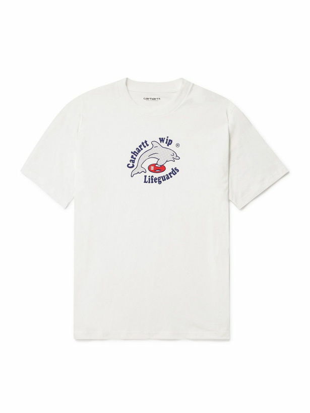 Photo: Carhartt WIP - Lifeguards Logo-Print Cotton-Jersey T-Shirt - White