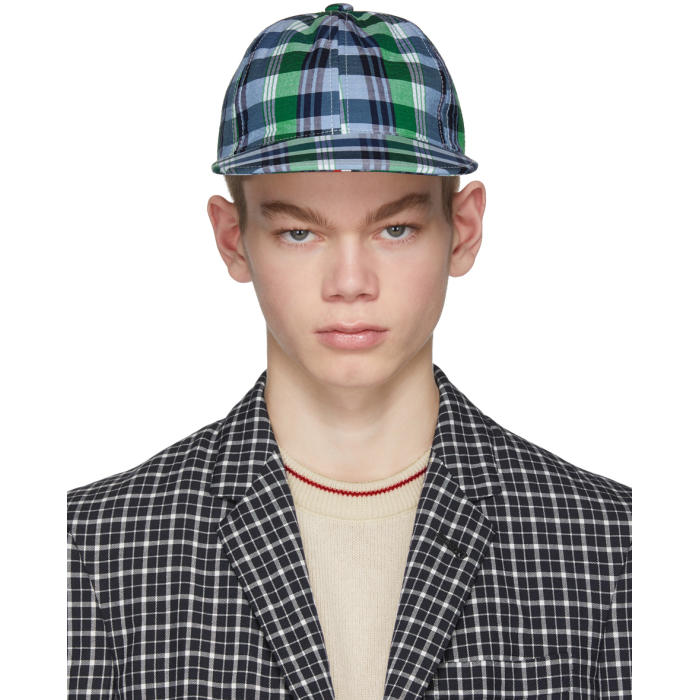 Photo: Thom Browne Blue Check Baseball Cap