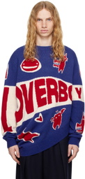 Charles Jeffrey LOVERBOY Blue & Red Topsy Turvy Loverboy Logo Sweater