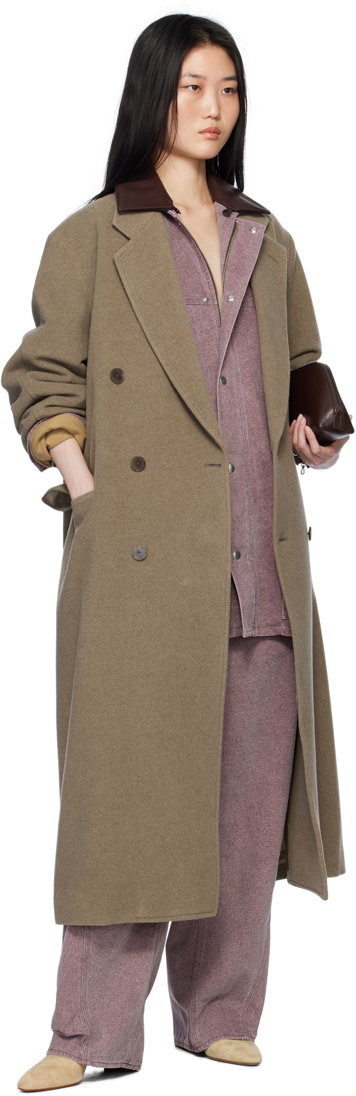 AURALEE Taupe Chesterfield Coat