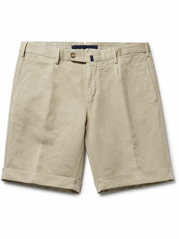Photo: Incotex - Slim-Fit Linen and Cotton-Blend Shorts - Neutrals
