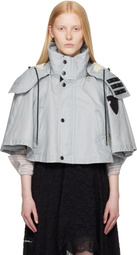 Burberry Blue Bleached Cotton Hooded Capelet Jacket