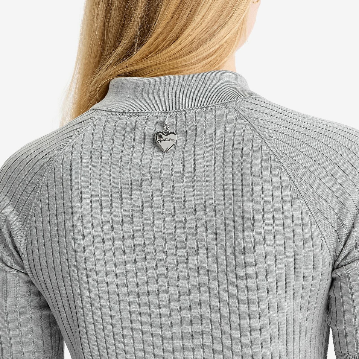 Acne Studios Women's Kamanda Lightweight Base Layer Knitted Polo Top in Grey