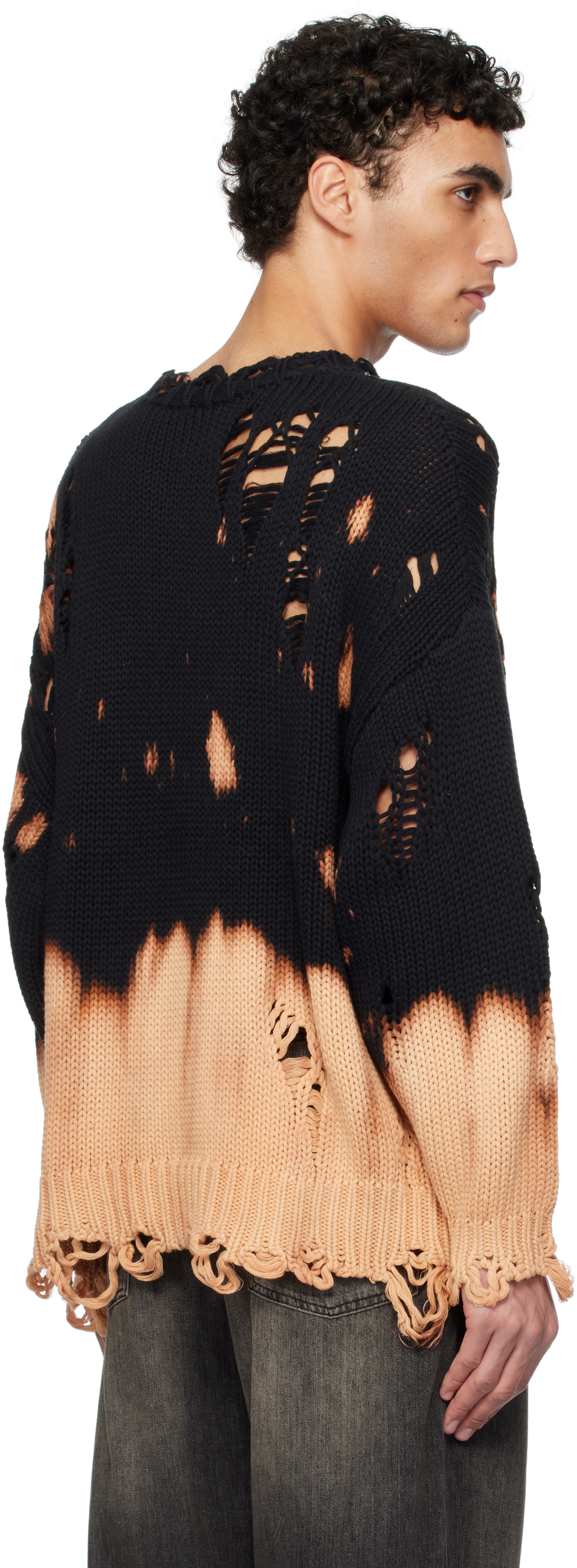 R13 Black Bleached Oversized Sweater