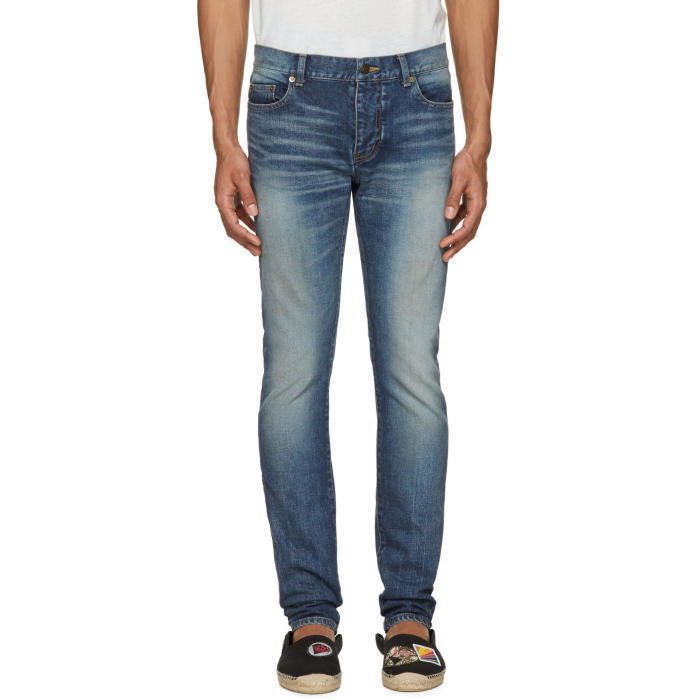 Photo: Saint Laurent Blue Low Waisted Skinny Jeans