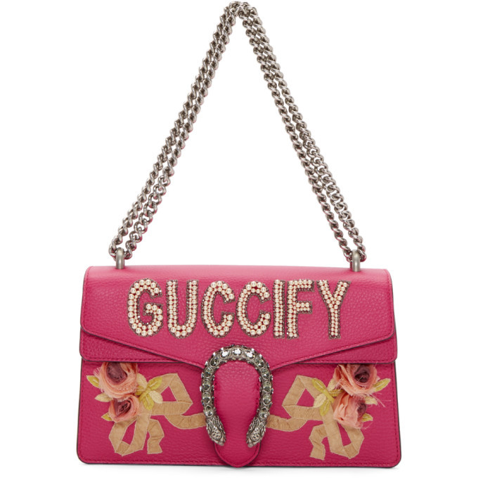 Gucci Dionysus Small Guccify Grained Leather Bag Pink