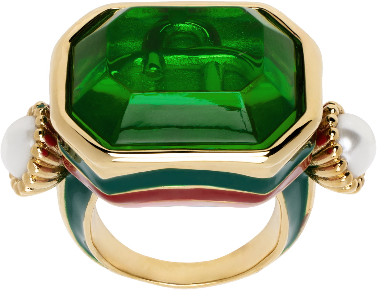 Casablanca Gold & Green Gradient Ring Casablanca