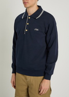 DRÔLE DE Monsieur Le Polo Drôle Logo-embroidered Cotton Polo Jumper Navy
