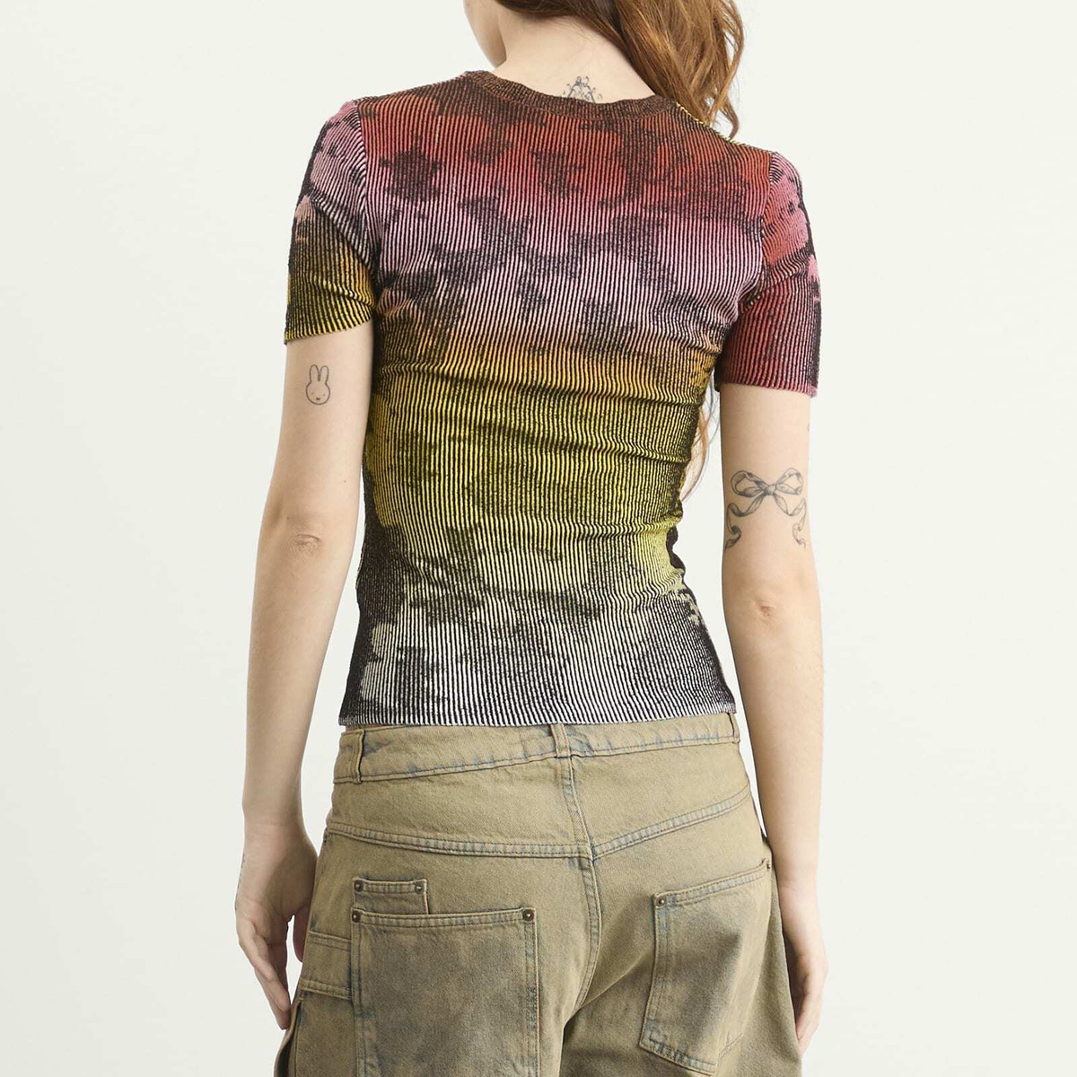 Paolina Russo Women's Illusion Knit Cap Sleeve T-Shirt in Rainbow