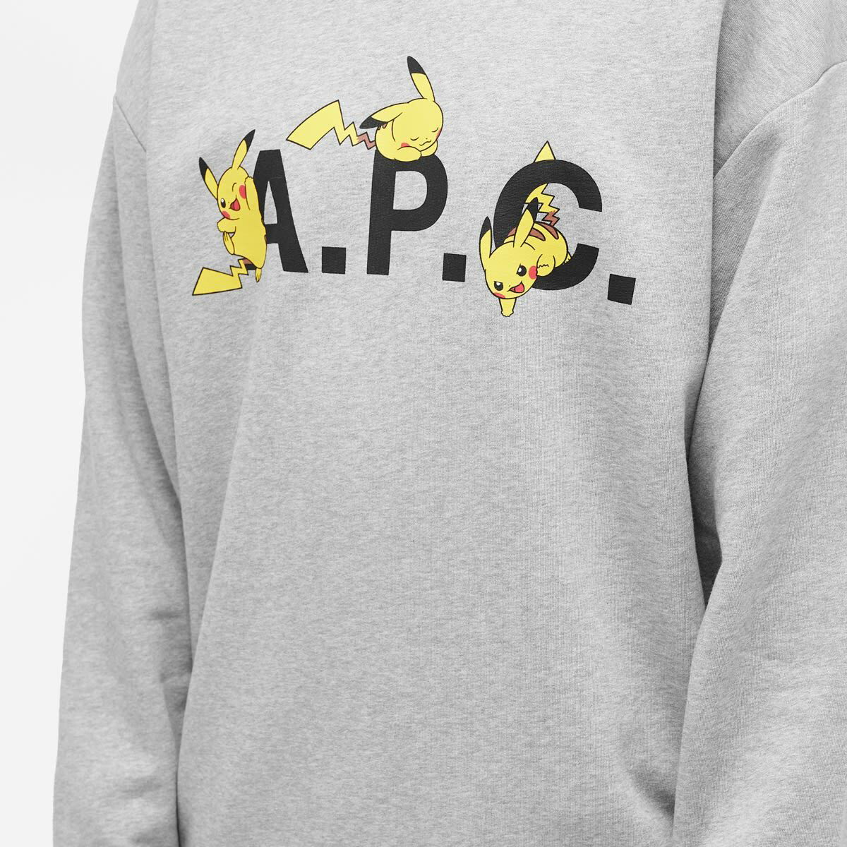 A.P.C. Men's x Pokémon Pikachu Crew Sweater in Heathered Light