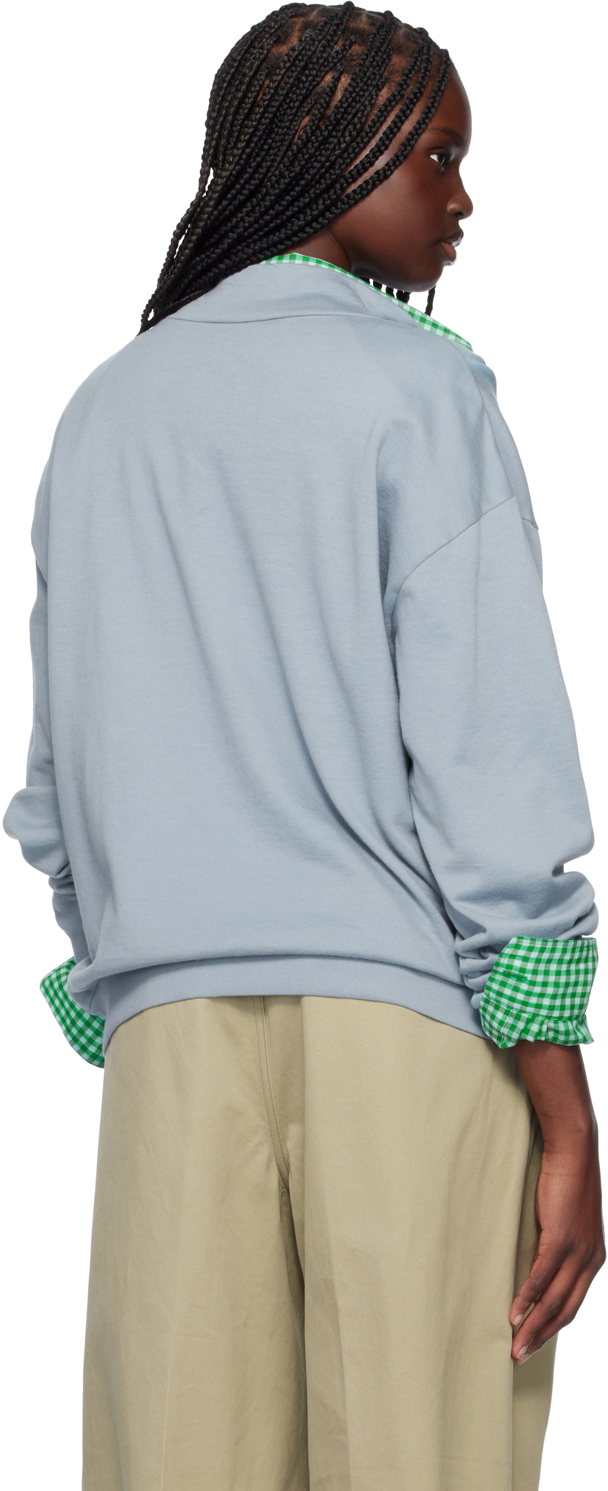 AURALEE Blue Super High Gauge Half Zip P/O Sweatshirt