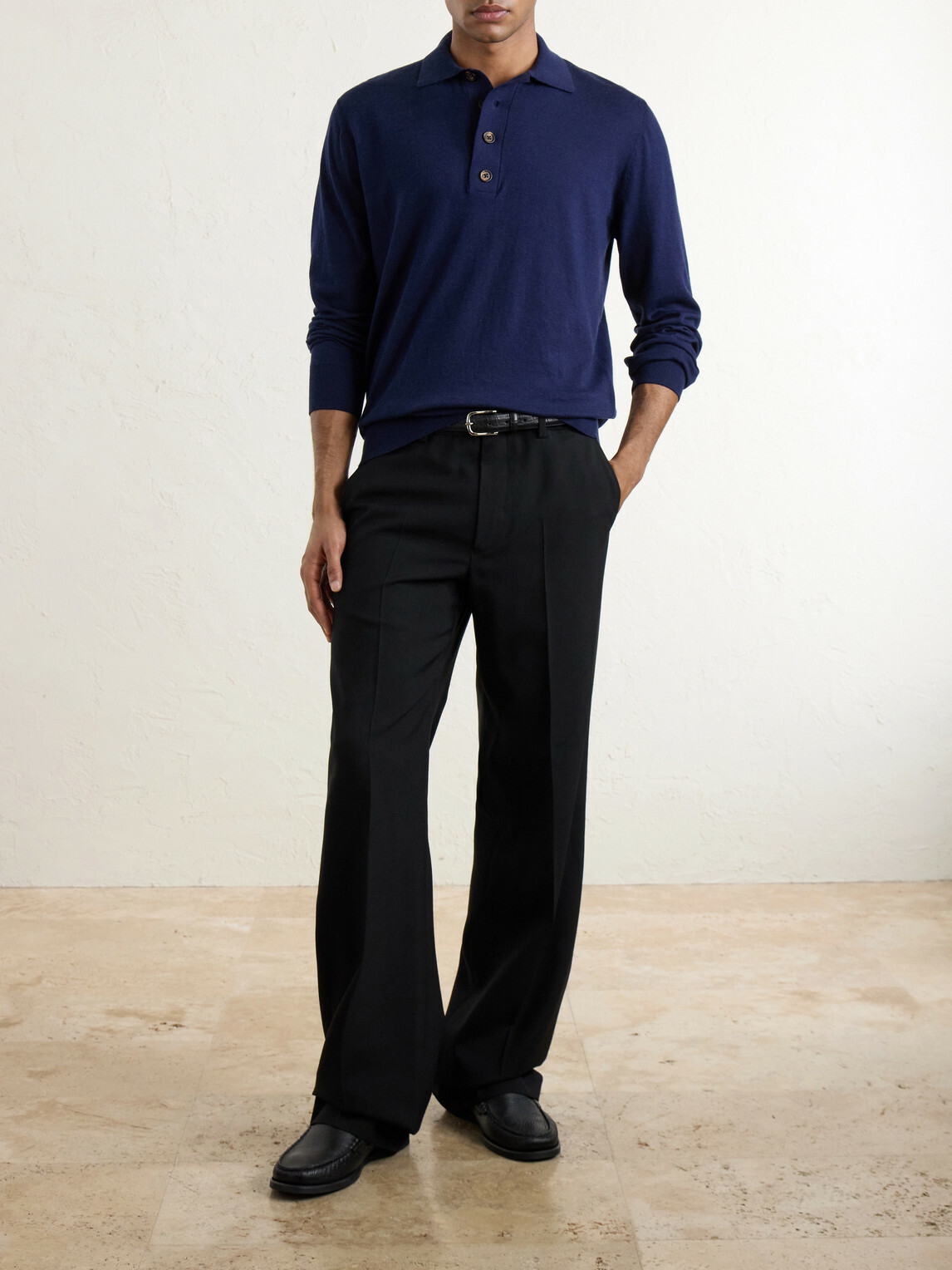 Eleventy - Cotton and Cashmere-Blend Polo Shirt - Blue
