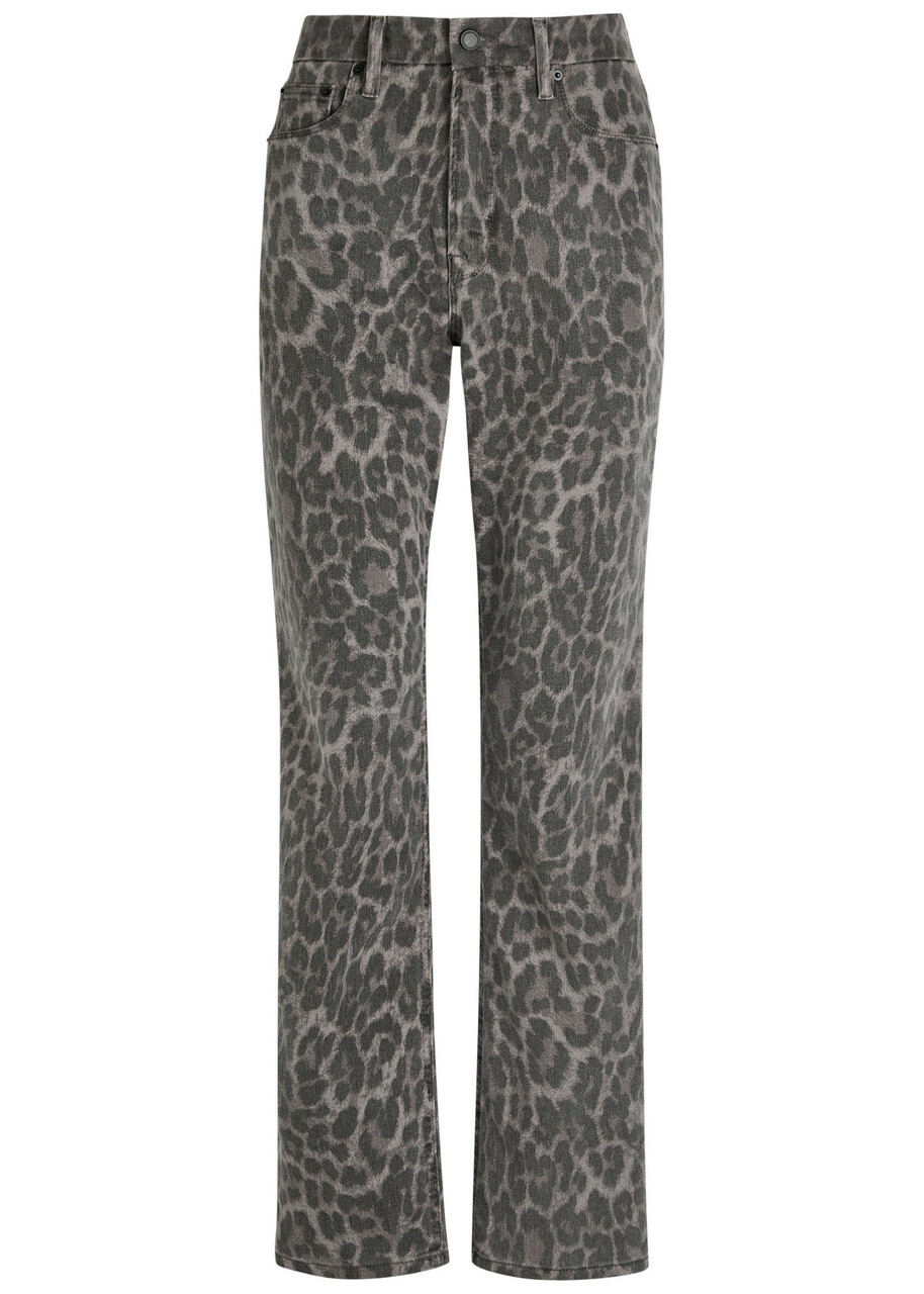 Good American Good Icon Leopard Straight-leg Jeans Grey