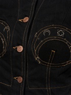 MARINE SERRE - Printed Cotton Denim Cropped Jacket