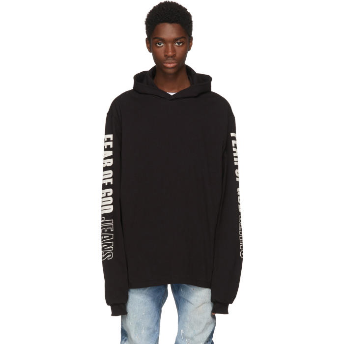 Photo: Fear of God Black Logo Sleeve Hoodie