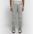 AMIRI - MX1 Slim-Fit Tapered Panelled Loopback Cotton-Jersey Biker Sweatpants - Light gray