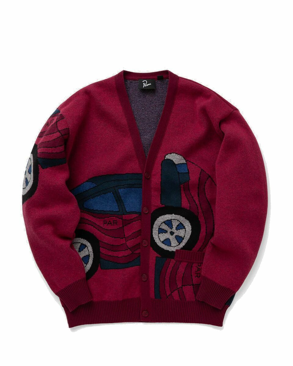 Photo: By Parra No Parking Knitted Cardigan Red - Mens - Zippers & Cardigans