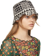Anna Sui Black & Off-White Tweed Rose Trellis Bucket Hat