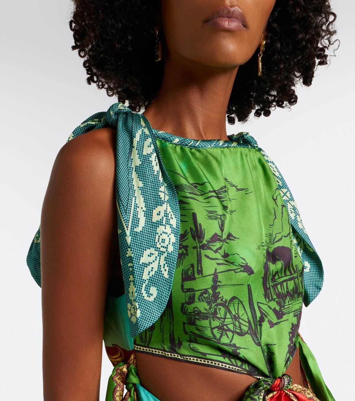 Alémais Ace cutout printed silk midi dress