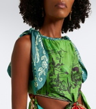 Alémais Ace cutout printed silk midi dress
