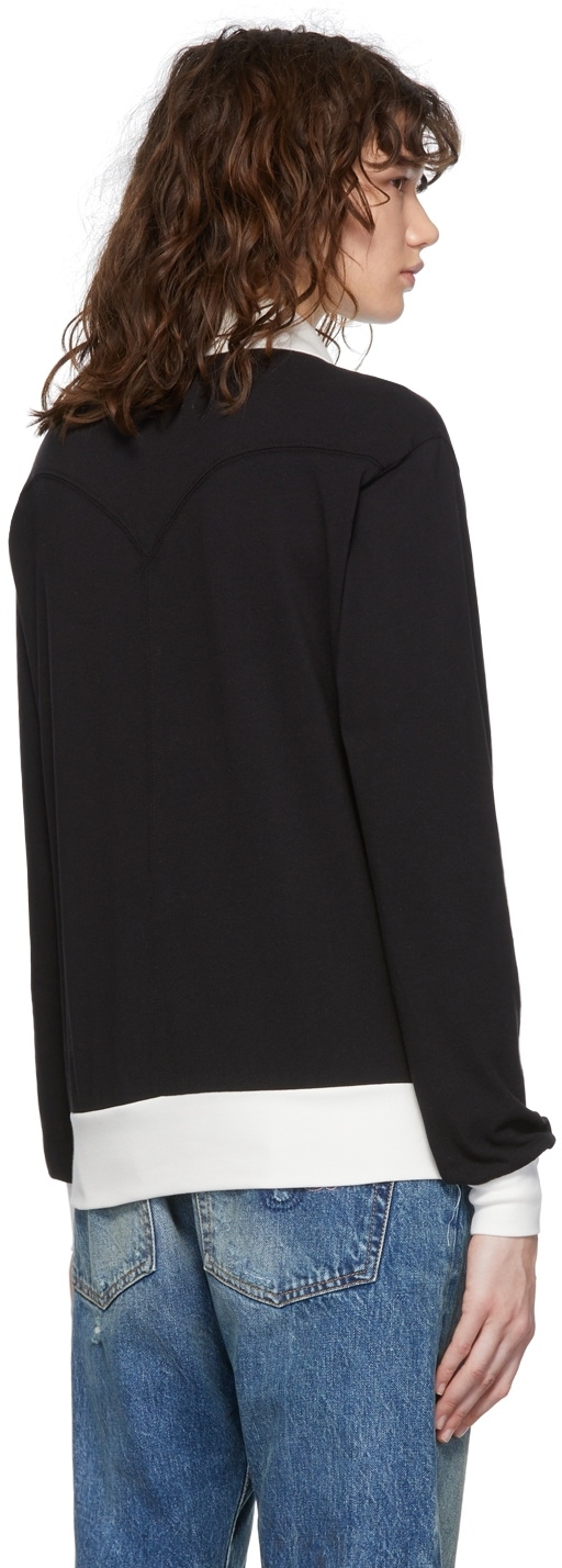 Youths in Balaclava Black & White Flocked Print Long Sleeve T-Shirt