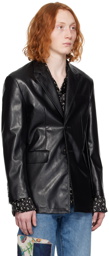 Dunst Black 2 Button Faux-Leather Blazer