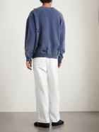 Neighborhood - Chito Savage Distressed Embroidered Cotton-Jersey Sweatshirt - Blue
