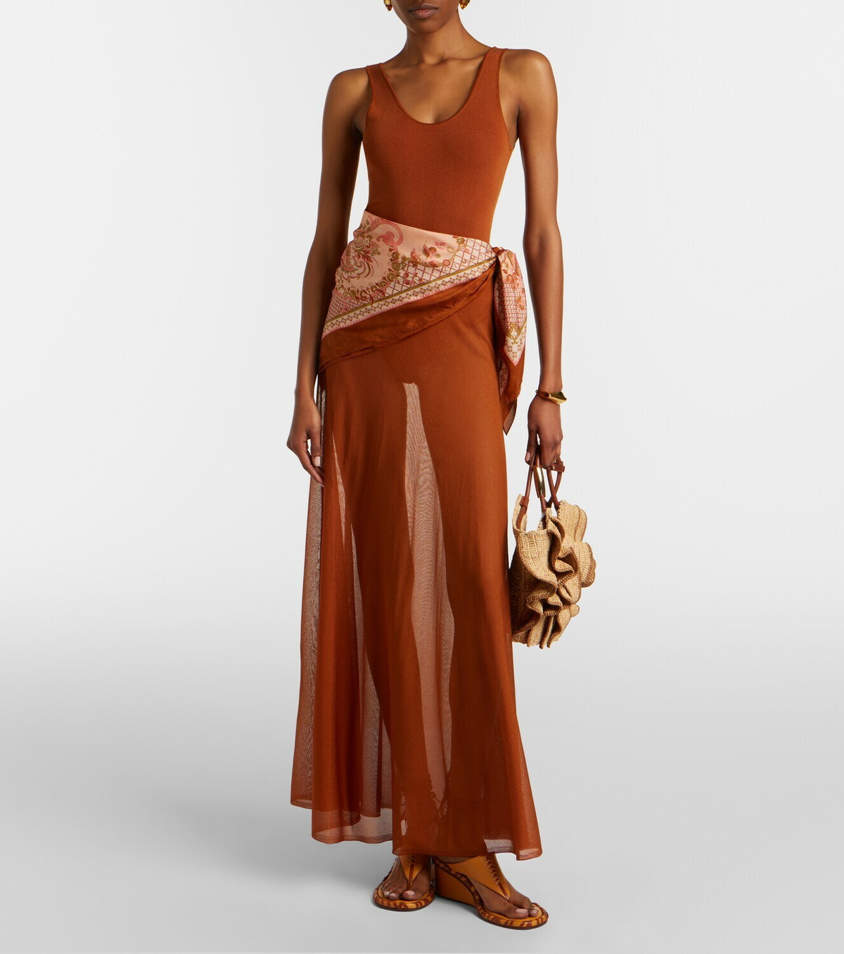 Zimmermann Goldentime Small raffia shoulder bag